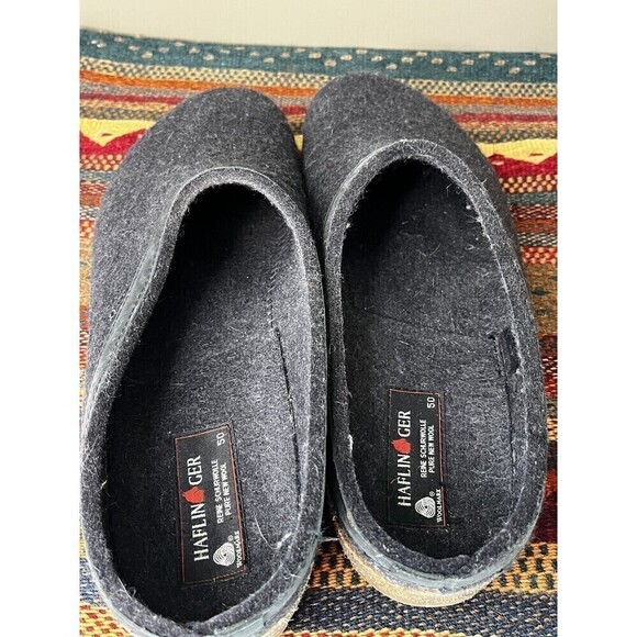 Haflinger Wool Slip On Clogs Mules Dark Gray Wool Mens 50 - Picture 4 of 7